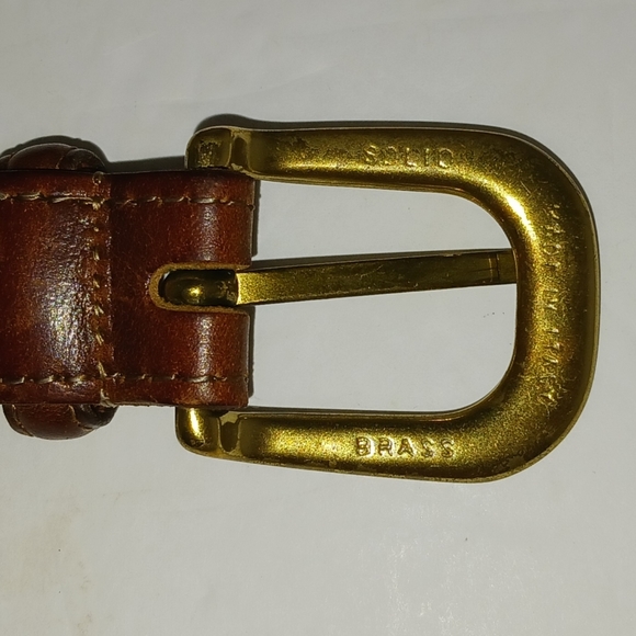 Torino Brown Leather and Tan Webbed Belt - 38 - Picture 2 of 10